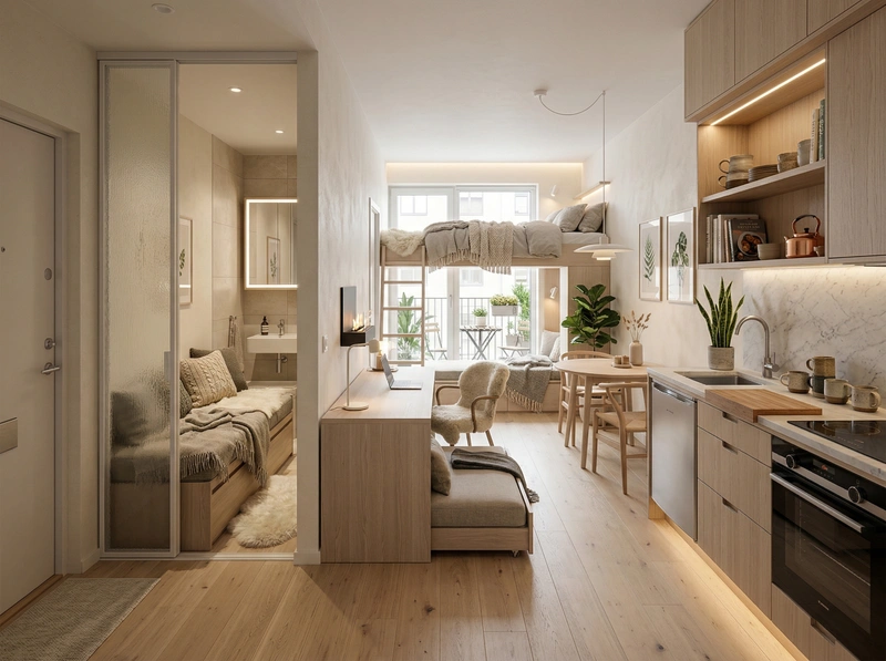 Дизайн спальни в стиле Хюгге — фото интерьера от нейросети RoomGPT