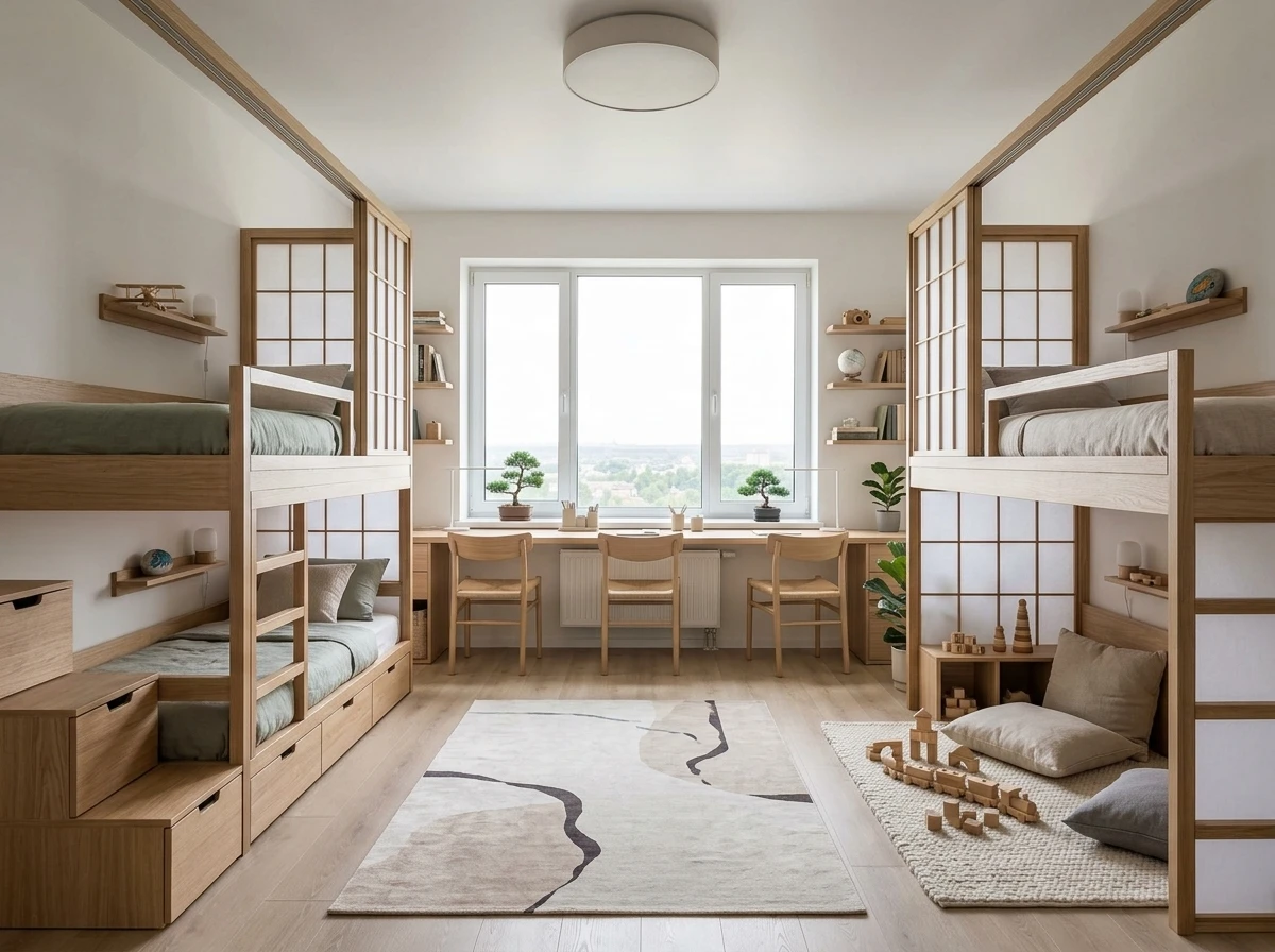 Дизайн интерьера в стиле Japandi — Детская от нейросети RoomGPT
