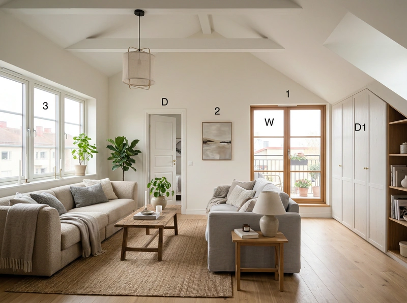 Дизайн гостиной в стиле Хюгге — фото интерьера от нейросети RoomGPT