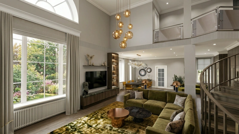 Дизайн гостиной в стиле Британский — фото интерьера от нейросети RoomGPT