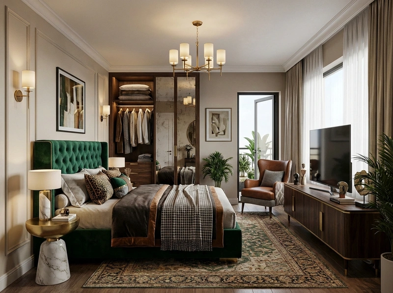 Дизайн интерьера в стиле Эклектика — Спальня от нейросети RoomGPT