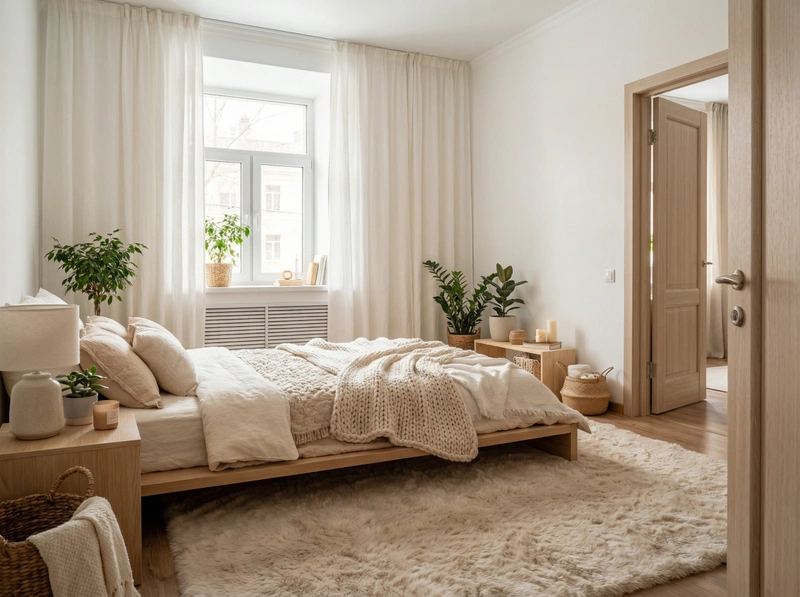 Дизайн интерьера в стиле Хюгге — Спальня от нейросети RoomGPT