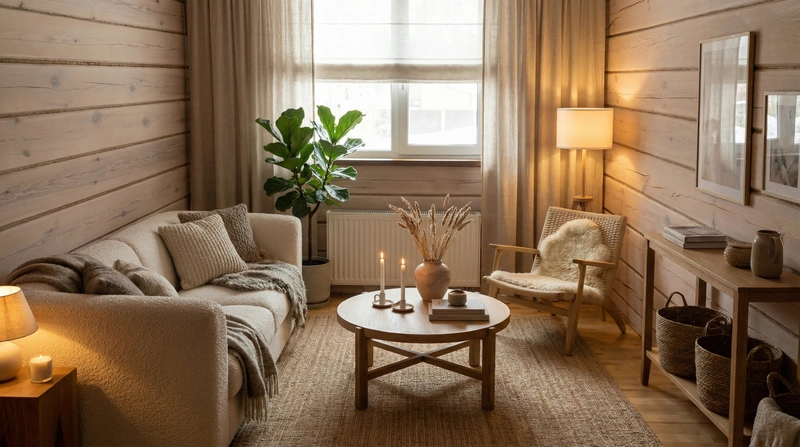 Дизайн интерьера в стиле Хюгге — Гостиная от нейросети RoomGPT