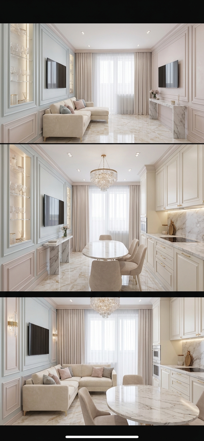 Дизайн кухни в стиле Классика — фото интерьера от нейросети RoomGPT