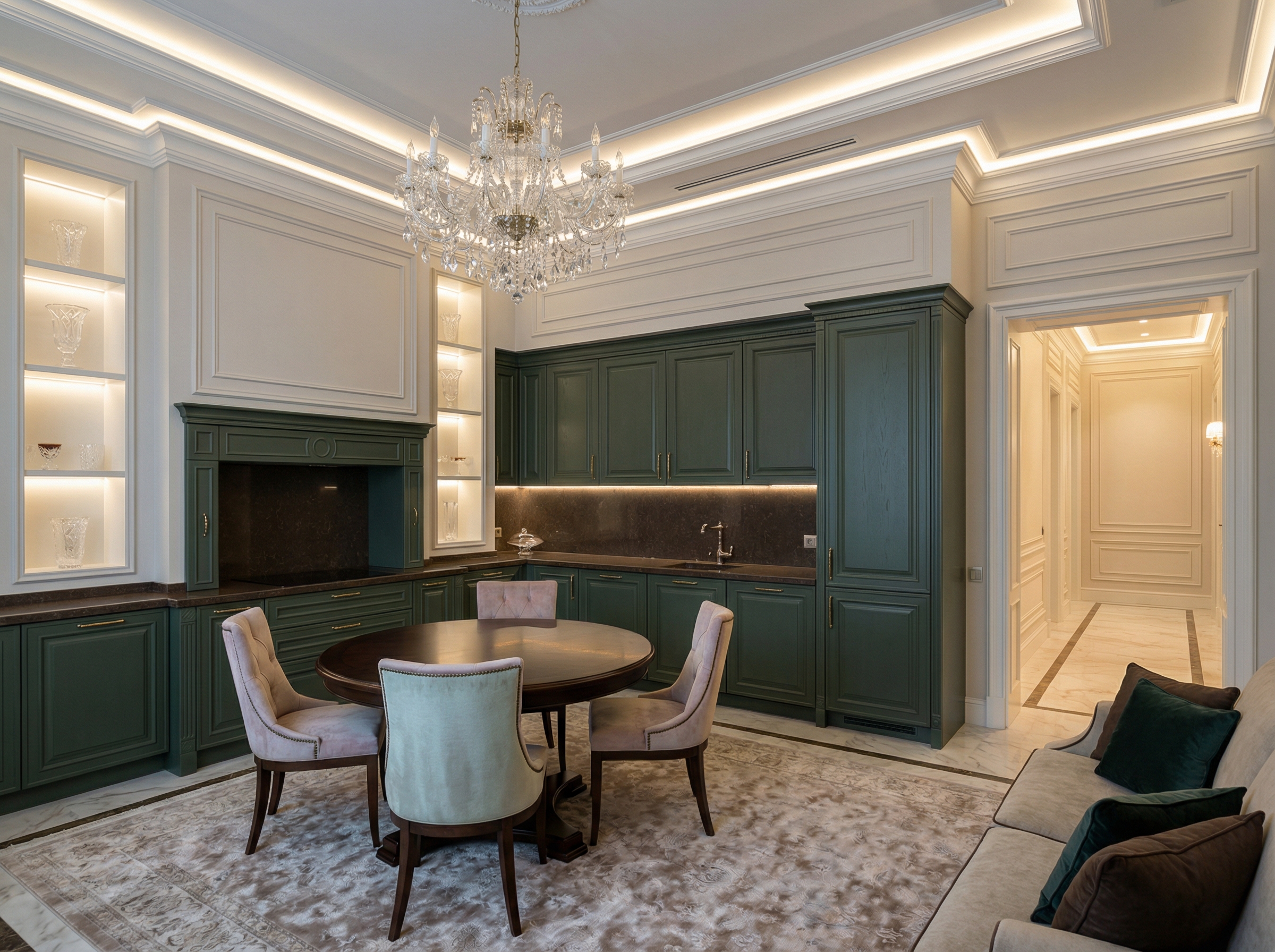 Дизайн кухни в стиле Классика — фото интерьера от нейросети RoomGPT