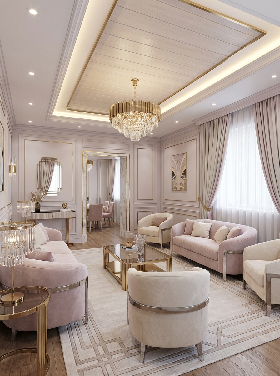 Дизайн гостиной в стиле Неоклассика — фото интерьера от нейросети RoomGPT