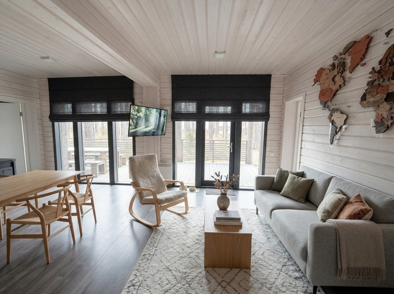 Дизайн гостиной в стиле Сканди — фото интерьера от нейросети RoomGPT