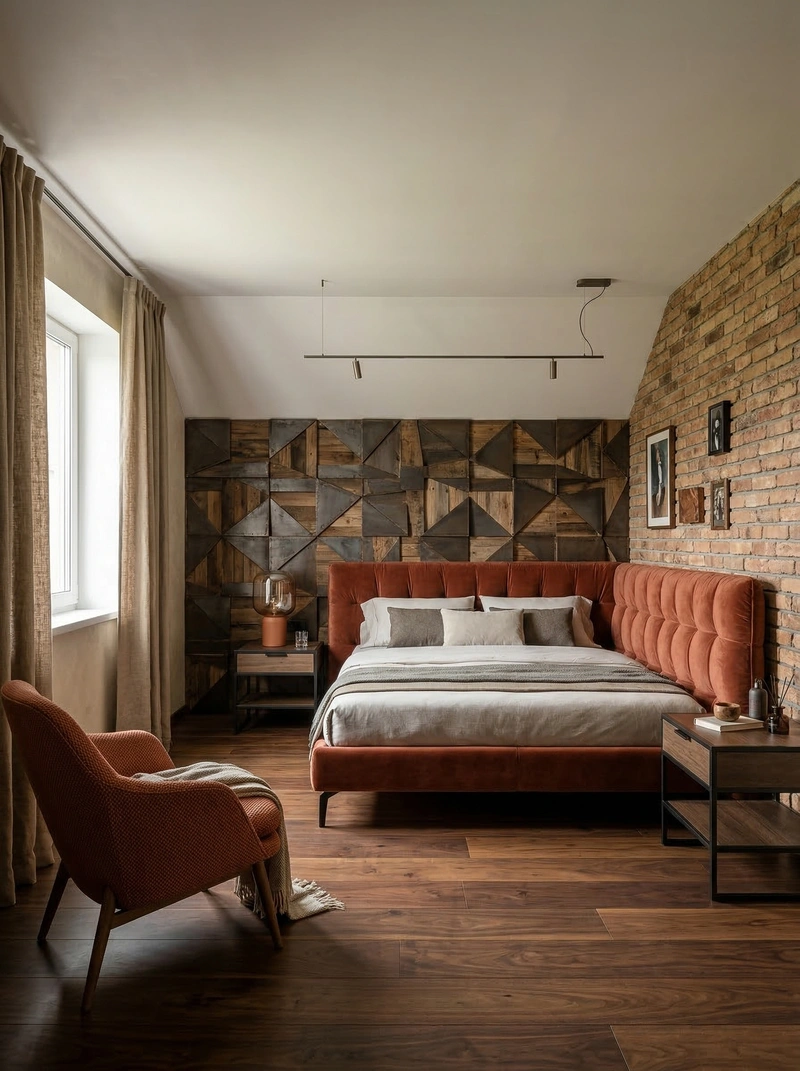 Дизайн спальни в стиле Лофт — фото интерьера от нейросети RoomGPT