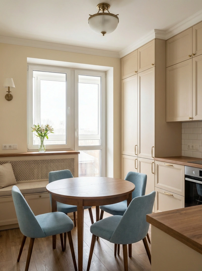 Дизайн интерьера в стиле Классика — Кухня от нейросети RoomGPT