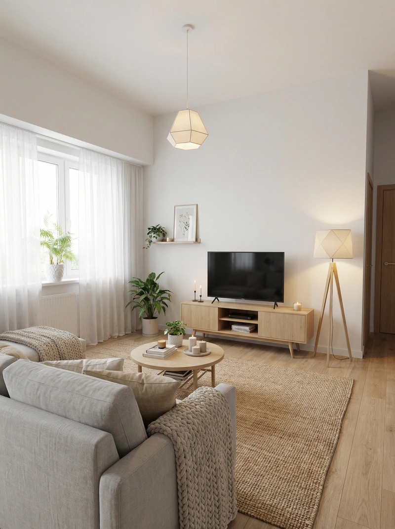 Дизайн интерьера в стиле Хюгге — Гостиная от нейросети RoomGPT