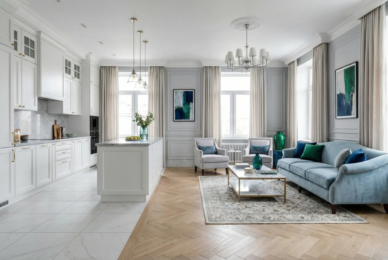 Дизайн интерьера в стиле Классика — Гостиная от нейросети RoomGPT