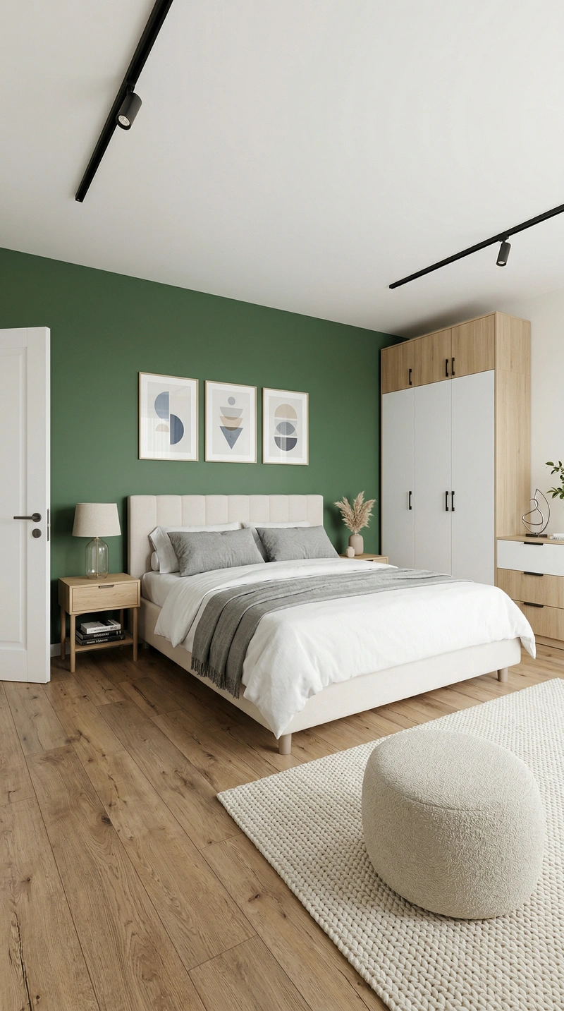 Дизайн спальни в стиле Сканди — фото интерьера от нейросети RoomGPT