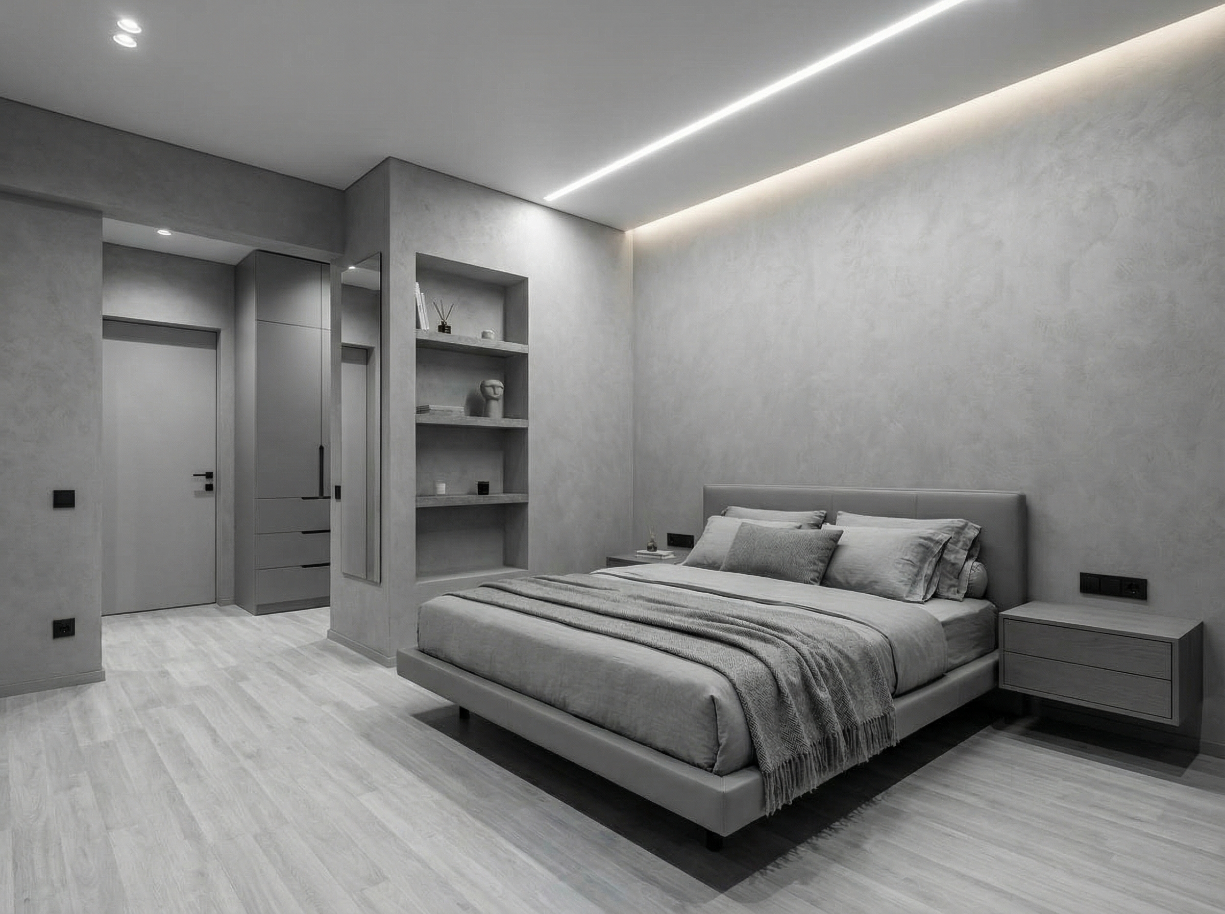 Дизайн спальни в стиле Минимализм — фото интерьера от нейросети RoomGPT
