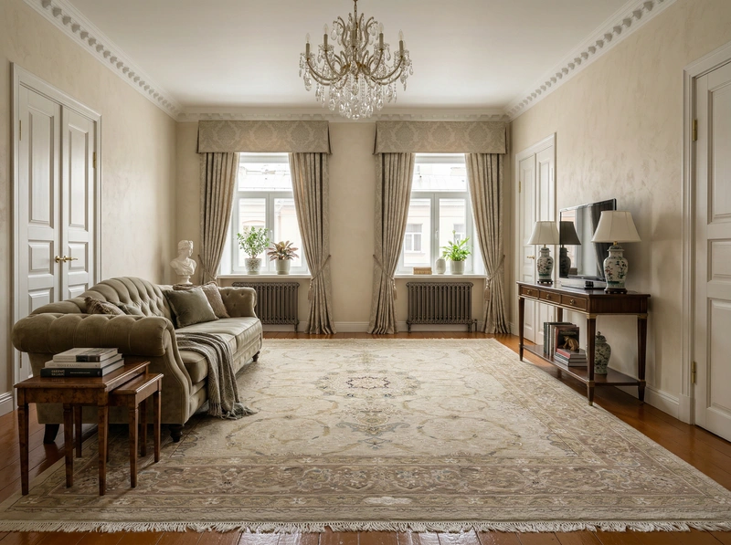 Дизайн интерьера в стиле Классика — Гостиная от нейросети RoomGPT