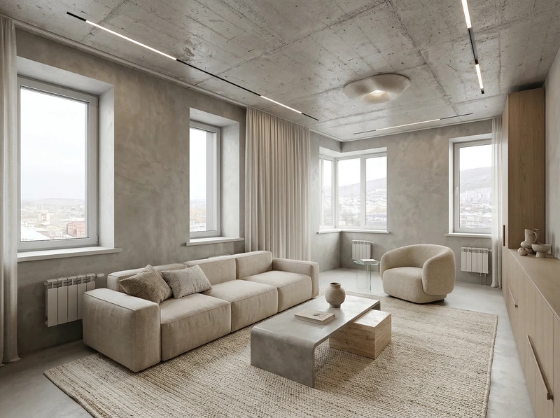 Дизайн интерьера в стиле Минимализм — Гостиная от нейросети RoomGPT