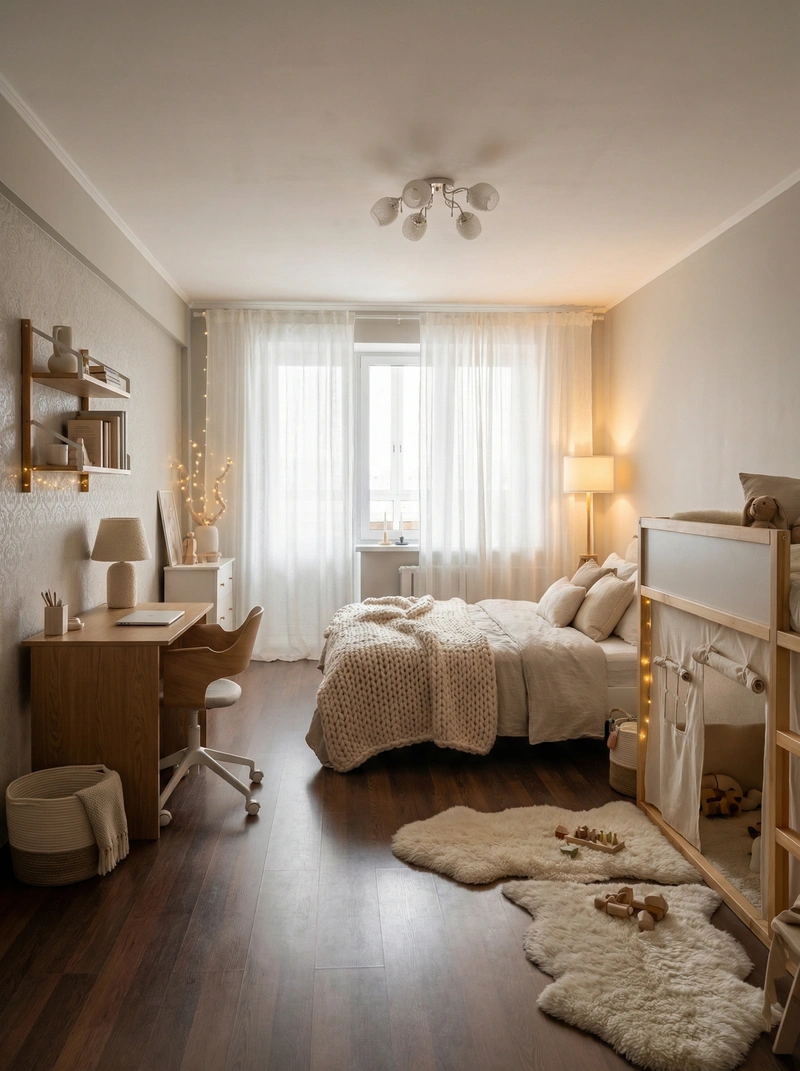 Дизайн интерьера в стиле Хюгге — Спальня от нейросети RoomGPT