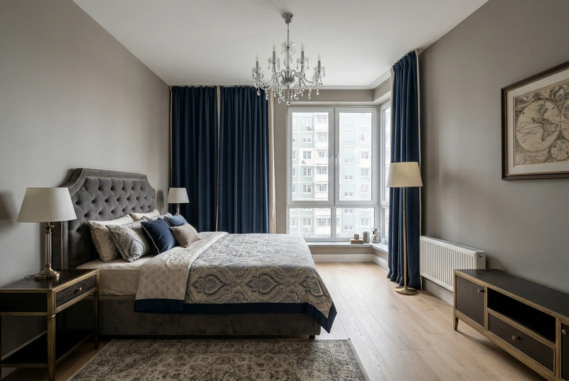 Дизайн спальни в стиле Классика — фото интерьера от нейросети RoomGPT
