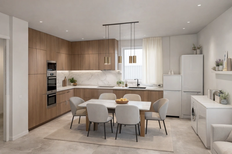 Дизайн кухни в стиле Контемпорари — фото интерьера от нейросети RoomGPT