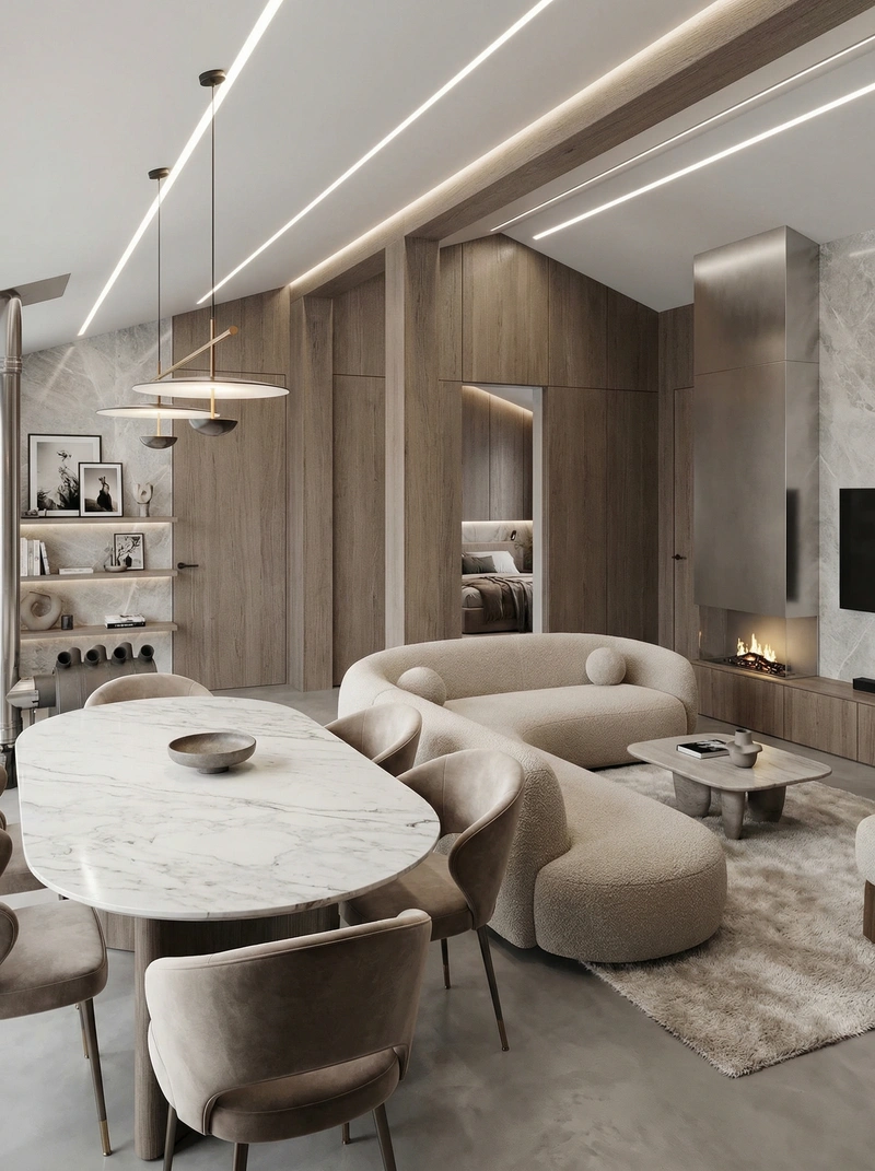 Дизайн гостиной в стиле Контемпорари — фото интерьера от нейросети RoomGPT