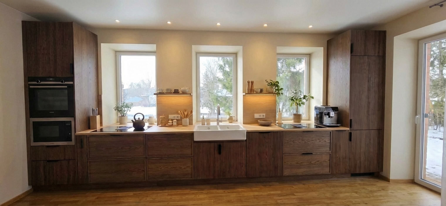 Дизайн кухни в стиле Japandi — фото интерьера от нейросети RoomGPT