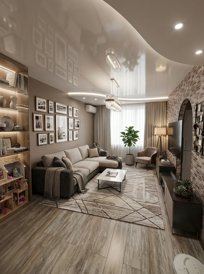 Дизайн гостиной в стиле Контемпорари — фото интерьера от нейросети RoomGPT