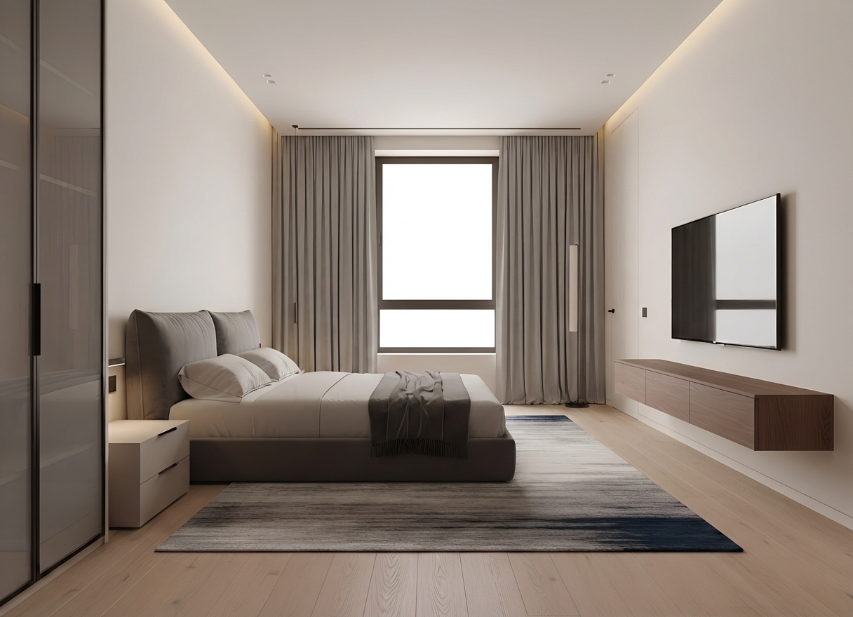 Дизайн спальни в стиле Минимализм — фото интерьера от нейросети RoomGPT