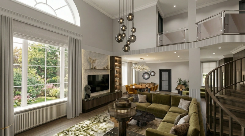 Дизайн гостиной в стиле Британский — фото интерьера от нейросети RoomGPT