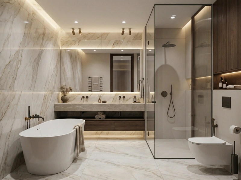 Дизайн интерьера в стиле Контемпорари — Ванная от нейросети RoomGPT