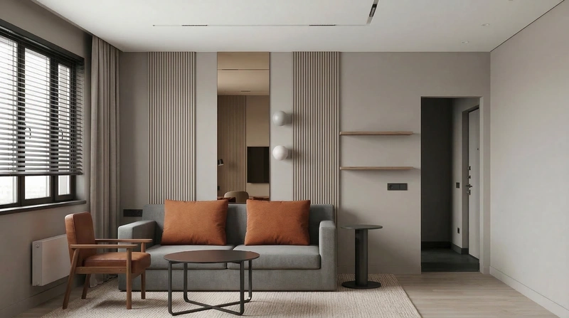 Дизайн интерьера в стиле Минимализм — Гостиная от нейросети RoomGPT