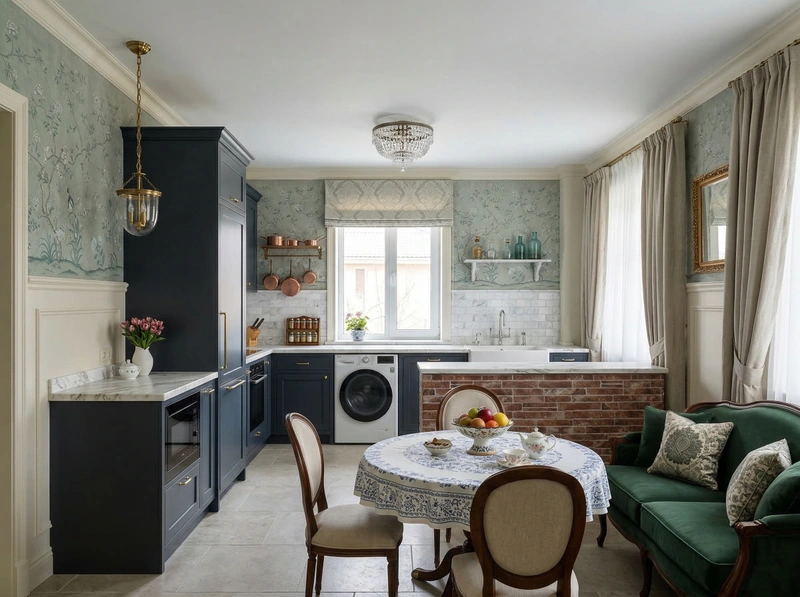 Дизайн кухни в стиле Классика — фото интерьера от нейросети RoomGPT