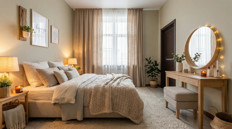 Дизайн интерьера в стиле Хюгге — Спальня от нейросети RoomGPT