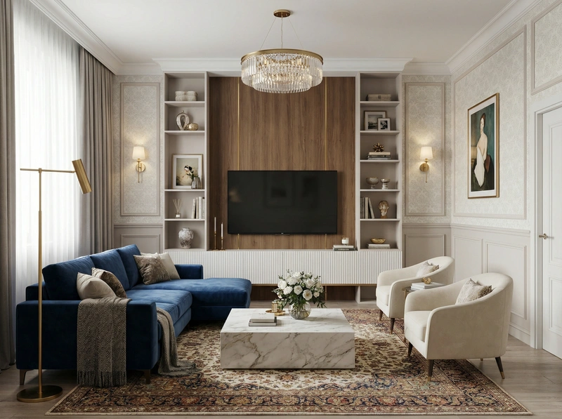 Дизайн интерьера в стиле Классика — Гостиная от нейросети RoomGPT