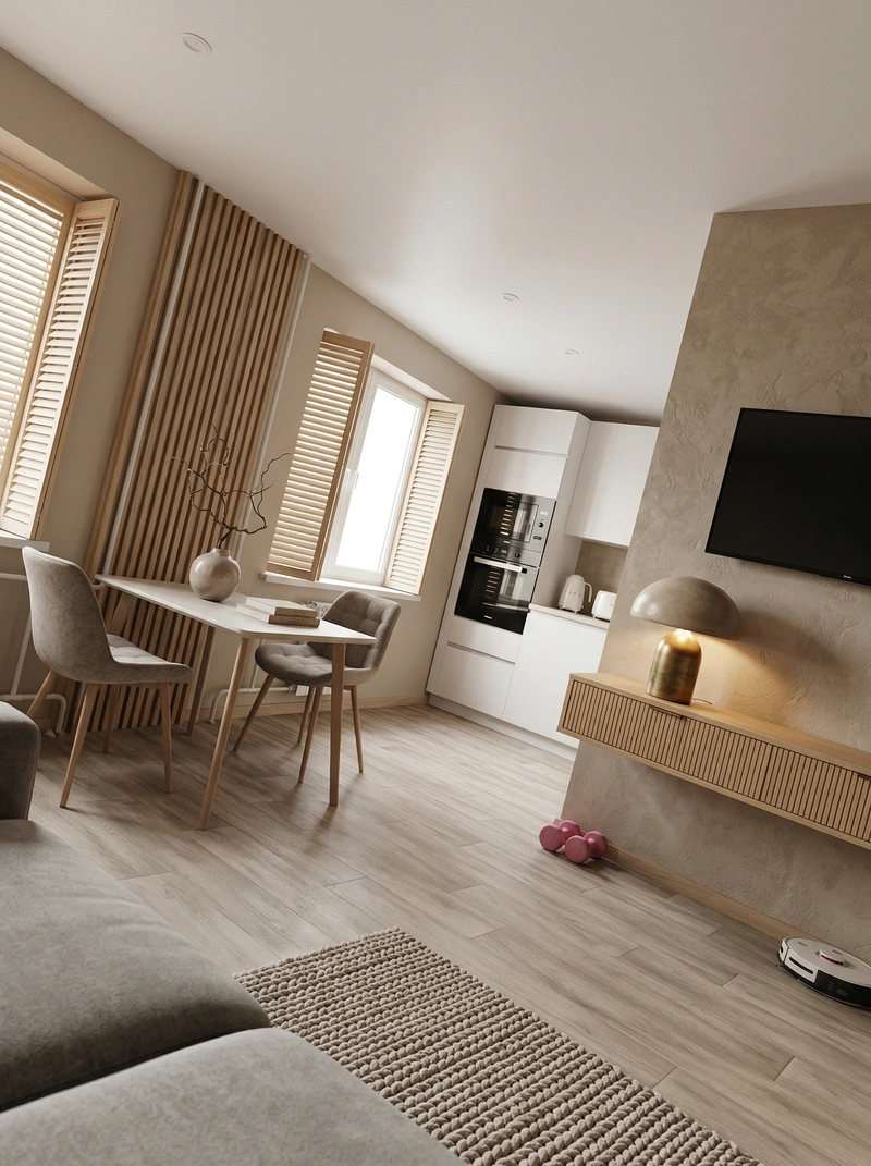 Дизайн гостиной в стиле Сканди — фото интерьера от нейросети RoomGPT