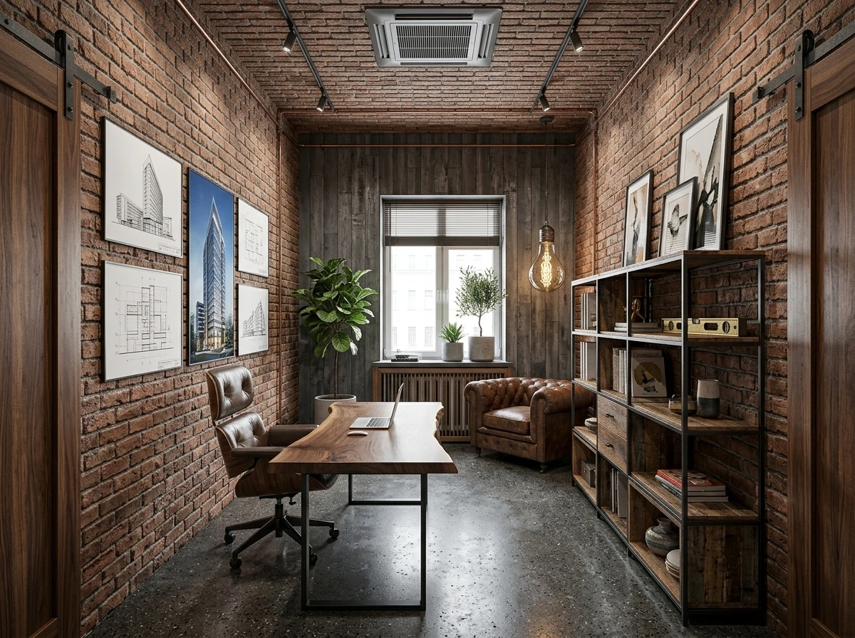 Дизайн кабинета в стиле Лофт — фото интерьера от нейросети RoomGPT