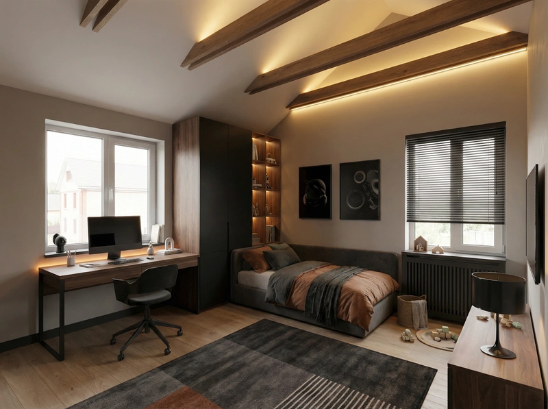 Дизайн интерьера в стиле Блэктэк — Детская от нейросети RoomGPT