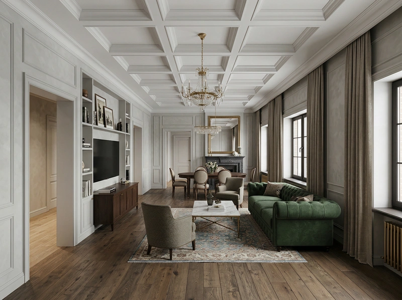 Дизайн интерьера в стиле Классика — Гостиная от нейросети RoomGPT