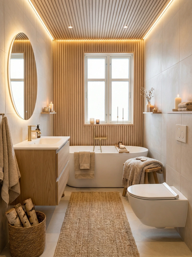 Дизайн интерьера в стиле Хюгге — Ванная от нейросети RoomGPT