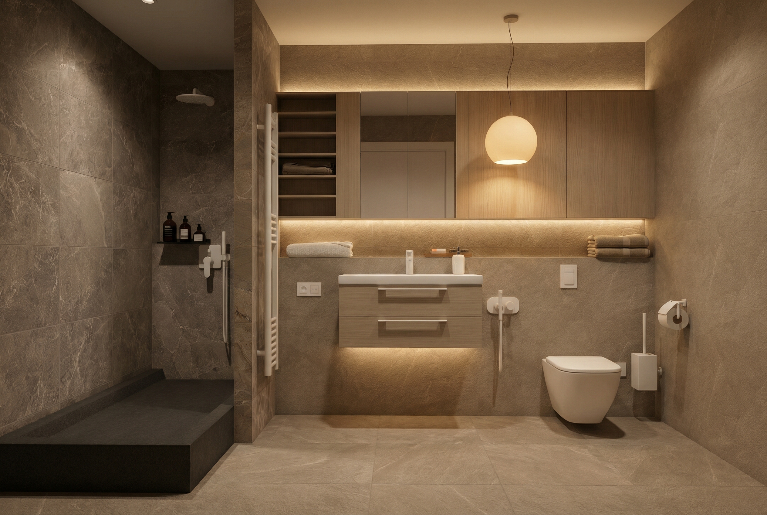 Дизайн ванной в стиле Минимализм — фото интерьера от нейросети RoomGPT