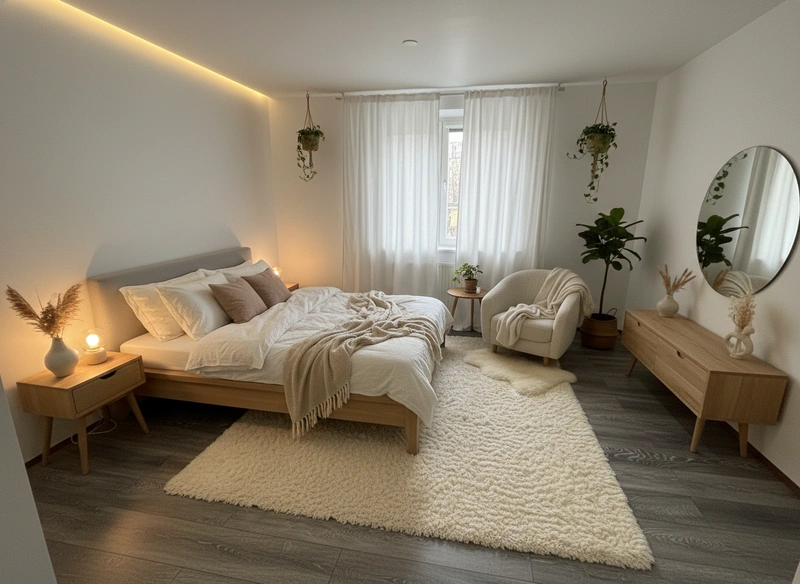 Дизайн интерьера в стиле Хюгге — Спальня от нейросети RoomGPT