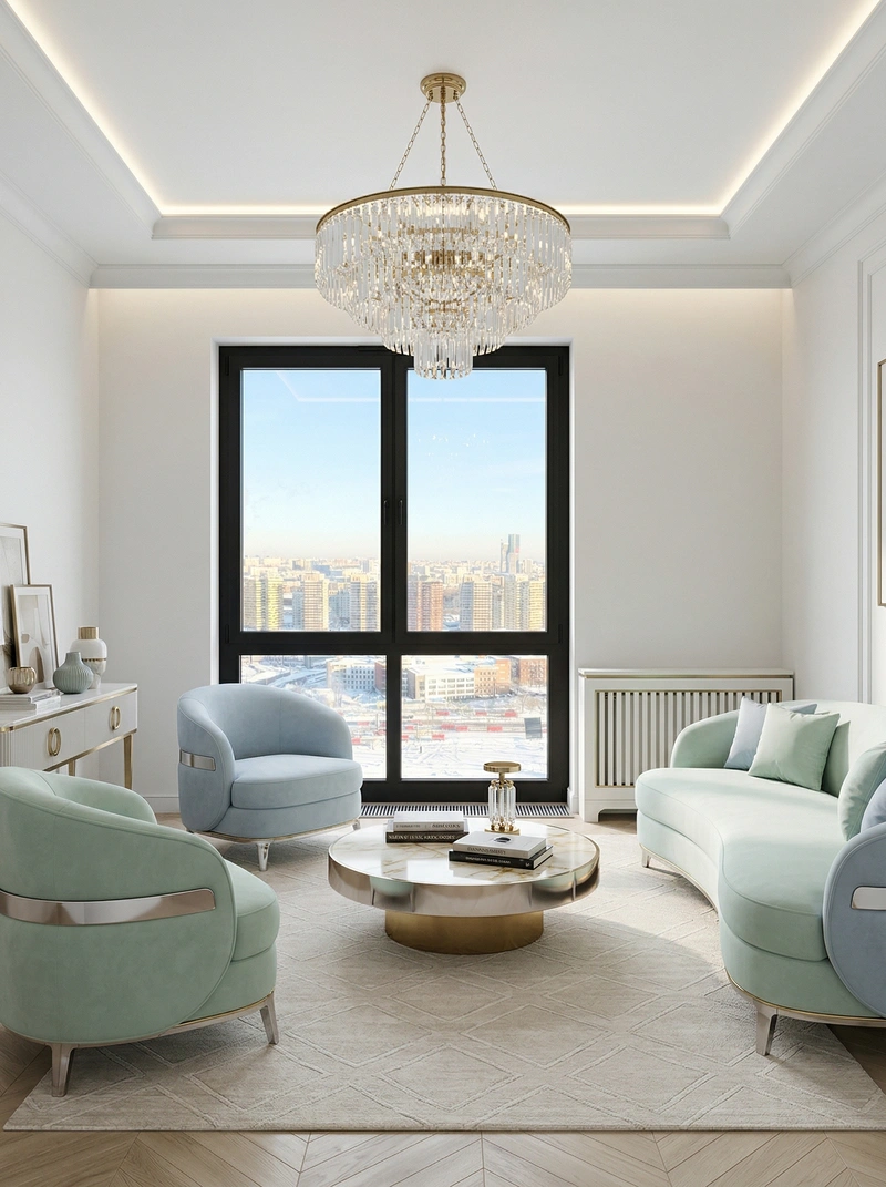 Дизайн гостиной в стиле Неоклассика — фото интерьера от нейросети RoomGPT