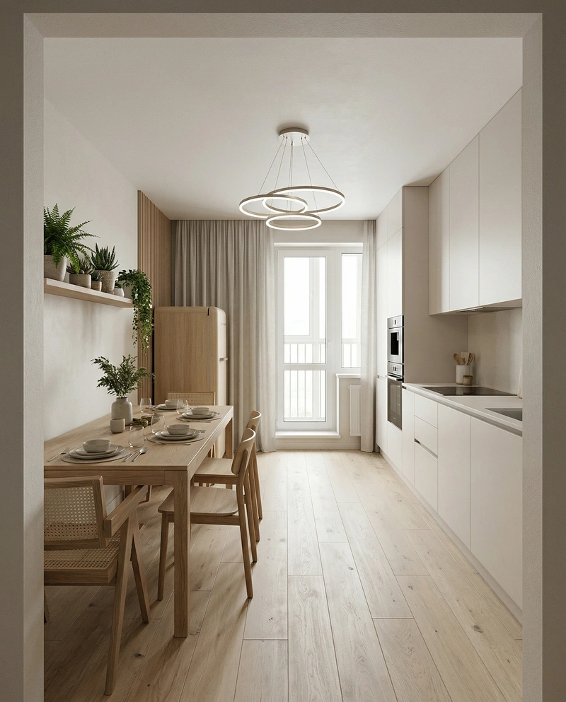 Дизайн кухни в стиле Хюгге — фото интерьера от нейросети RoomGPT