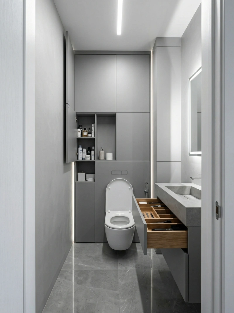 Дизайн ванной в стиле Минимализм — фото интерьера от нейросети RoomGPT