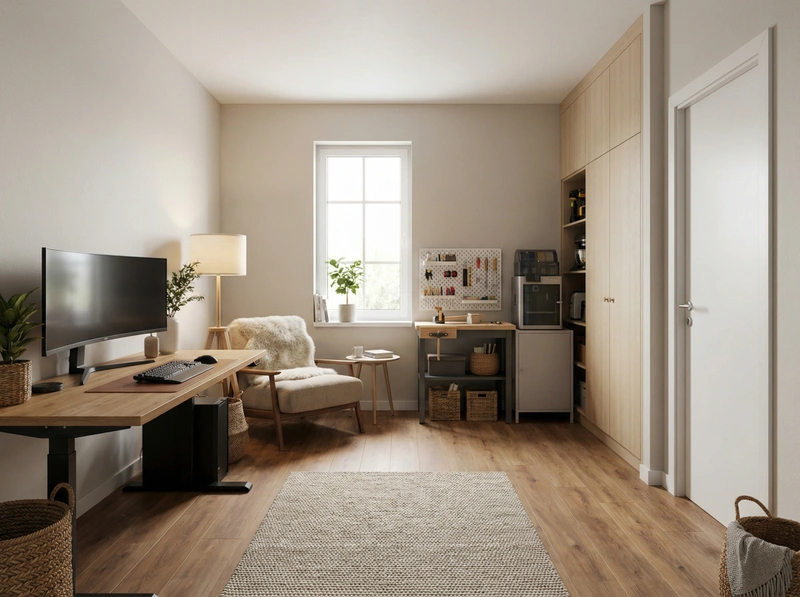 Дизайн интерьера в стиле Хюгге — Кабинет от нейросети RoomGPT