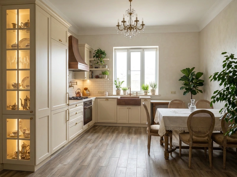 Дизайн кухни в стиле Классика — фото интерьера от нейросети RoomGPT