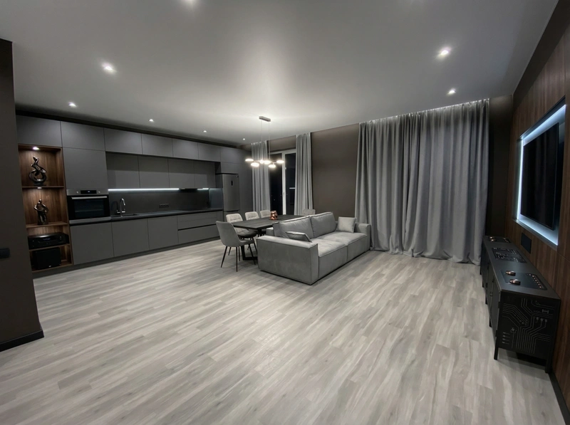 Дизайн гостиной в стиле Блэктэк — фото интерьера от нейросети RoomGPT