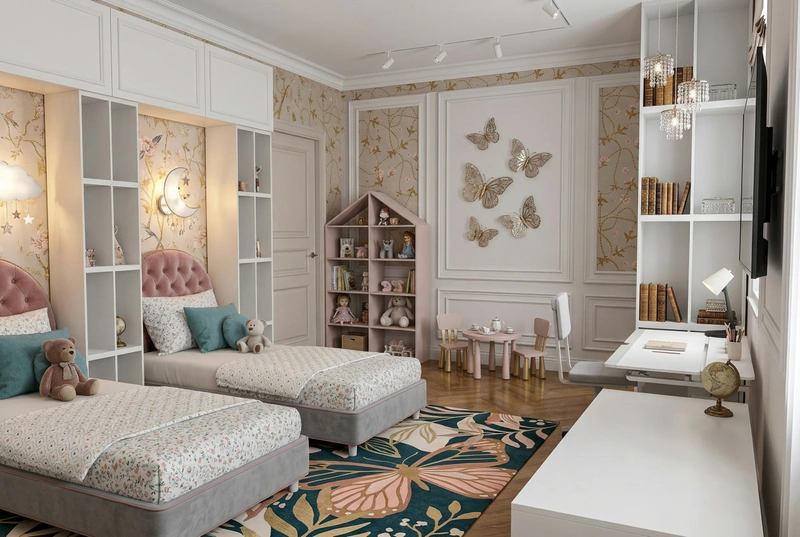 Дизайн детской в стиле Классика — фото интерьера от нейросети RoomGPT