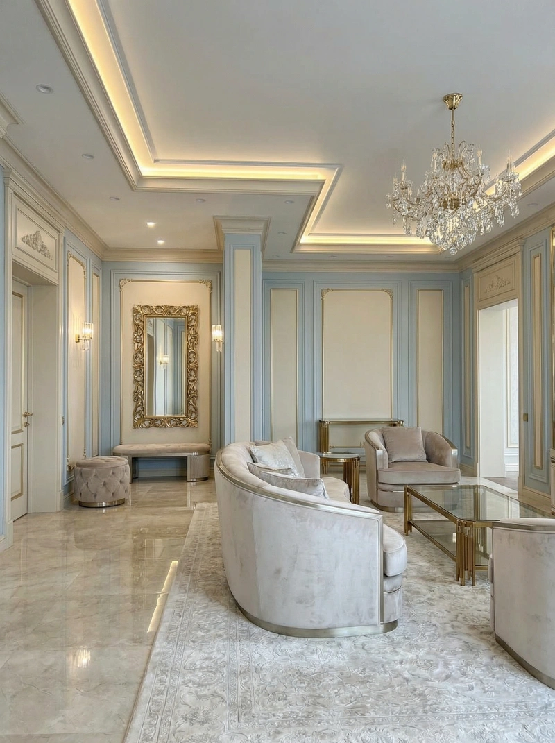 Дизайн интерьера в стиле Неоклассика — Гостиная от нейросети RoomGPT