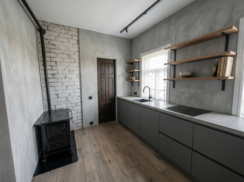 Дизайн кухни в стиле Лофт — фото интерьера от нейросети RoomGPT