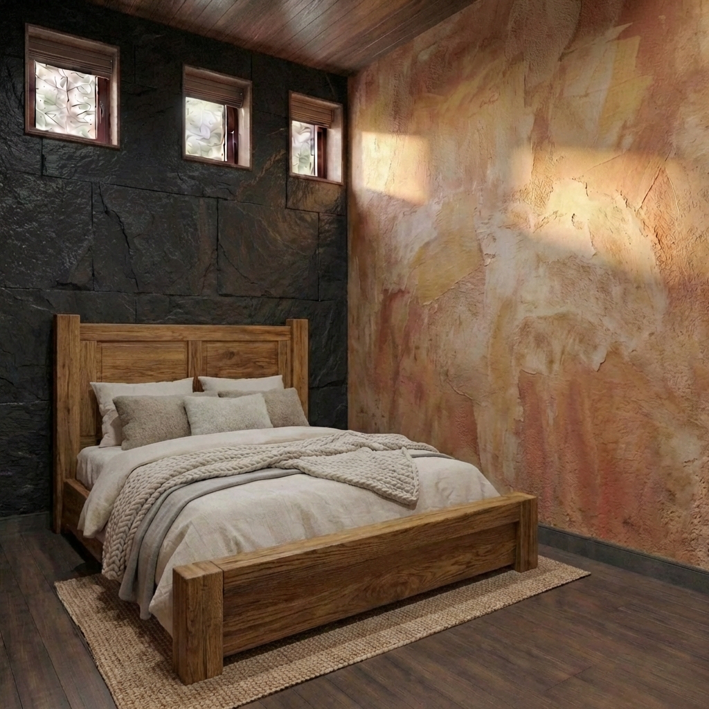 Дизайн спальни в стиле Блэктэк — фото интерьера от нейросети RoomGPT