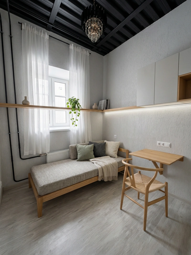 Дизайн интерьера в стиле Сканди — Спальня от нейросети RoomGPT